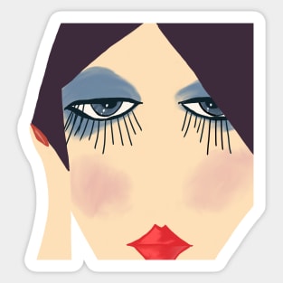 Long Lashes, Red Lips Sticker